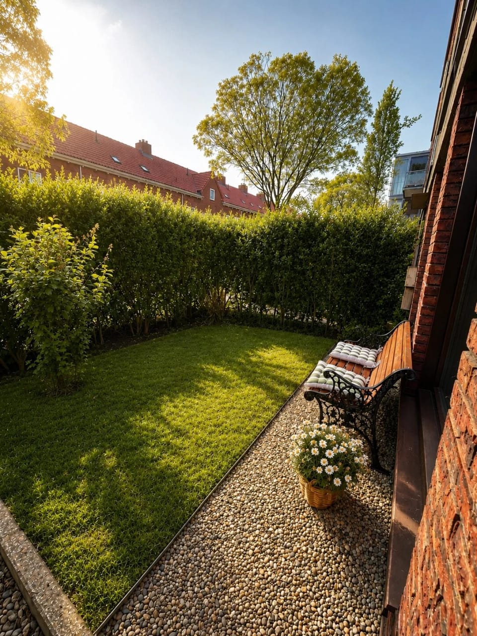 Hoge heg rond de tuin